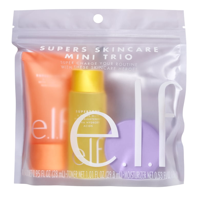 e.l.f. Supers Mini Skincare Trio with Cleanser, Toner, and