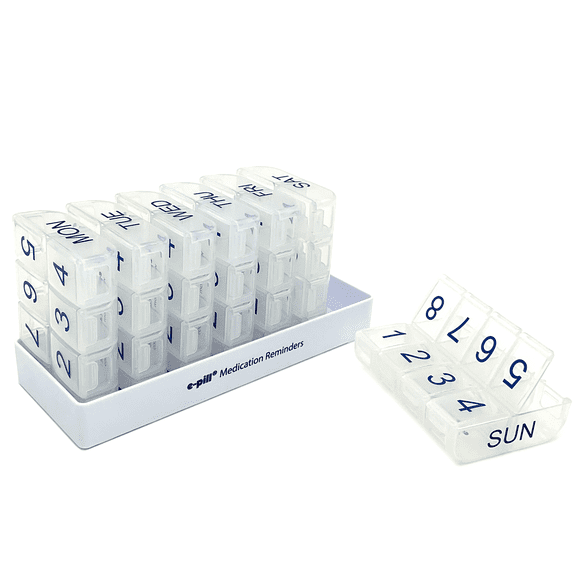 e-pill 8 Times a Day x 7 Day Large Weekly Pill Organizer - Clear