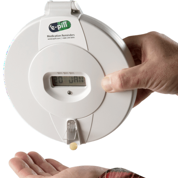 e-pill MedTime Pro - Advanced Locked Automatic Pill Dispenser - White Lid