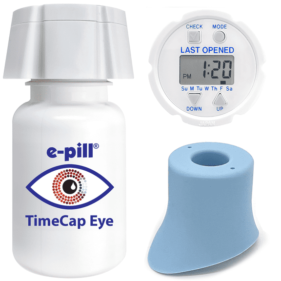 e-pill Time Cap Eye Drop Reminder and Guide - Last Opened Time Stamp - Eye Drop Dosage Tracker Bottle