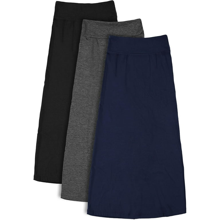 e to Live 3 Pack Girls Maxi Skirt Kids Uniform Long Skirts for Teen 7 16 Years Old Size 7 8 9 10 12 13 14 16 Black Charcoal X Large Walmart