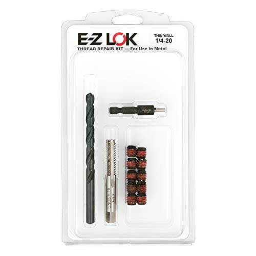 E-Z LOK EZ-310-4 Threaded Inserts for Metal, 1/4-20 Installation Kit, Steel, Black Oxide