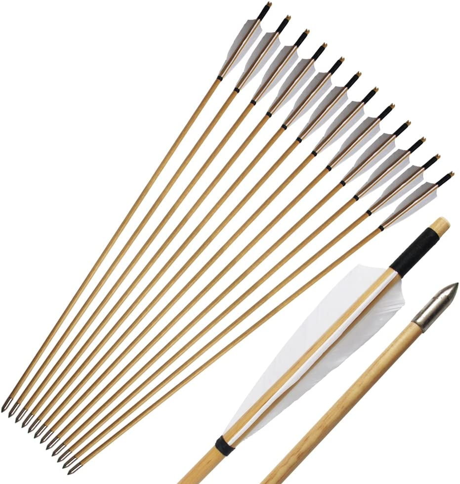 e5e10 Wooden Arrows Archery Handmade Arrows 33inch Shaft with Turkey