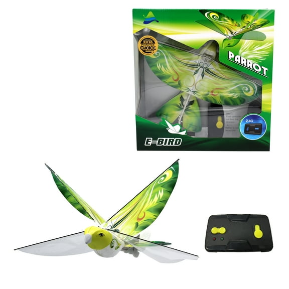 eBird Green Parrot - Creative Child Preferred Choice Award Winning Flying RC Toy - Remote Control Bionic Bird (Newest 2.4GHz Version Featuring USB Charging)