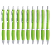 eBuyGB Pack of 10 Ballpoint Pens Blue Ink Retractable Push Button Pen, Lime Green