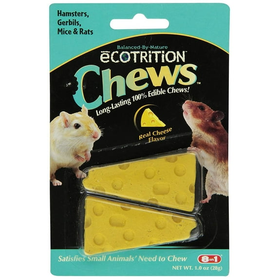 eCOTRITION Chews for Hamsters, Gerbils, Rats and Mice 1 Ounce, Edible Chews, Cheese Flavor