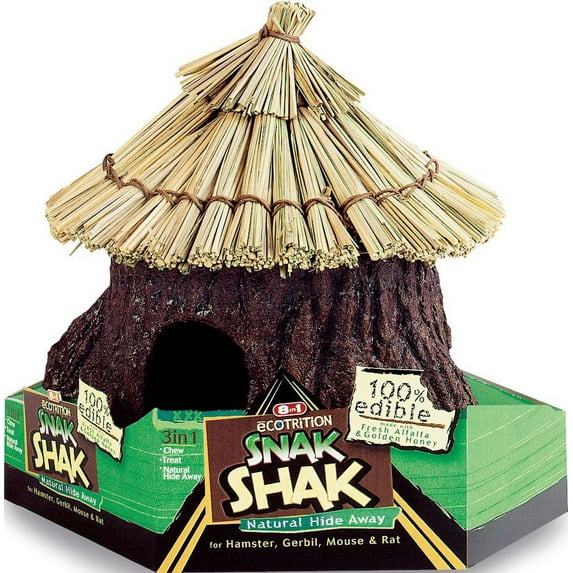 eCOTRITION Snak Shak Small Hideaway for Hamsters, Gerbils, Mice and Rats
