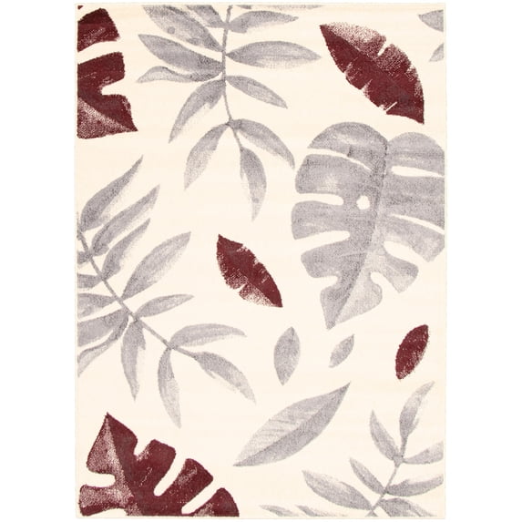 eCarpetGallery Modern Living Room Area Rug, 5'3" x 7'3", Cream-Bordeaux, Presly