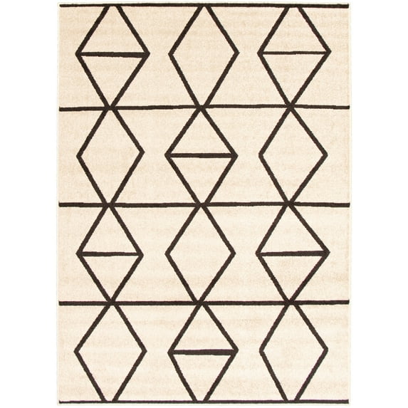 eCarpetGallery Modern Living Room Area Rug, 5'3" x 7'3", Ivory-Dark Brown, Ana