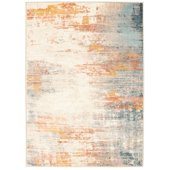 eCarpetGallery Modern Living Room Area Rug, 6'3" x 9'6", Ivory, Eternity