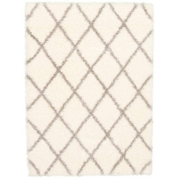 eCarpetGallery Modern Living Room Area Rug, 6'7" x 9'6", Ivory, Agadir Diamond