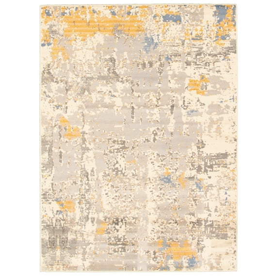 eCarpetGallery Modern Living Room Area Rug, 6'7" x 9'6", Yellow, Azure