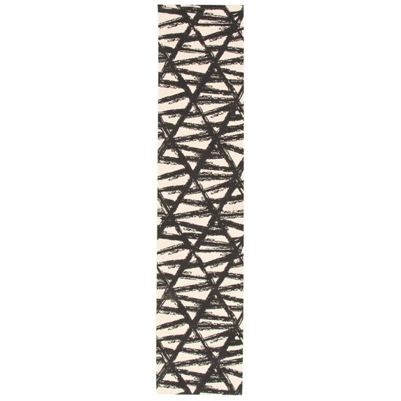 eCarpetGallery Runner Rug for Hallway, Kitchen, Entrance | Anti Skid, Rubber Backing, Waterproof Material | 2'2" x 14'0", Black, Ivory | 313961