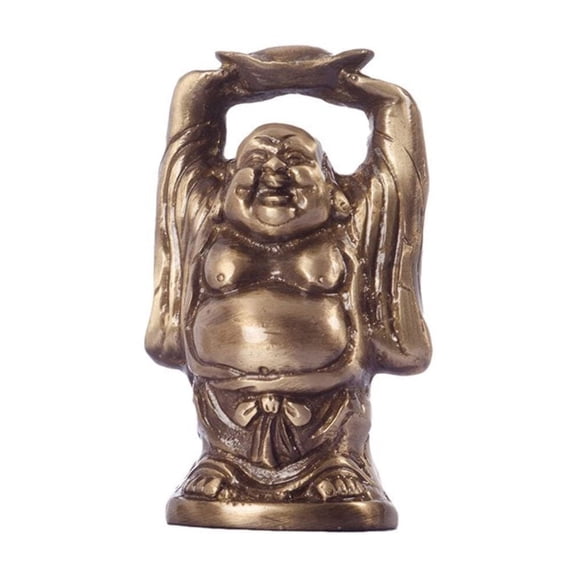 eCraftIndia Antique Finish Laughing Buddha Brass Showpiece (5 cm x 5 cm x 10, Brown)
