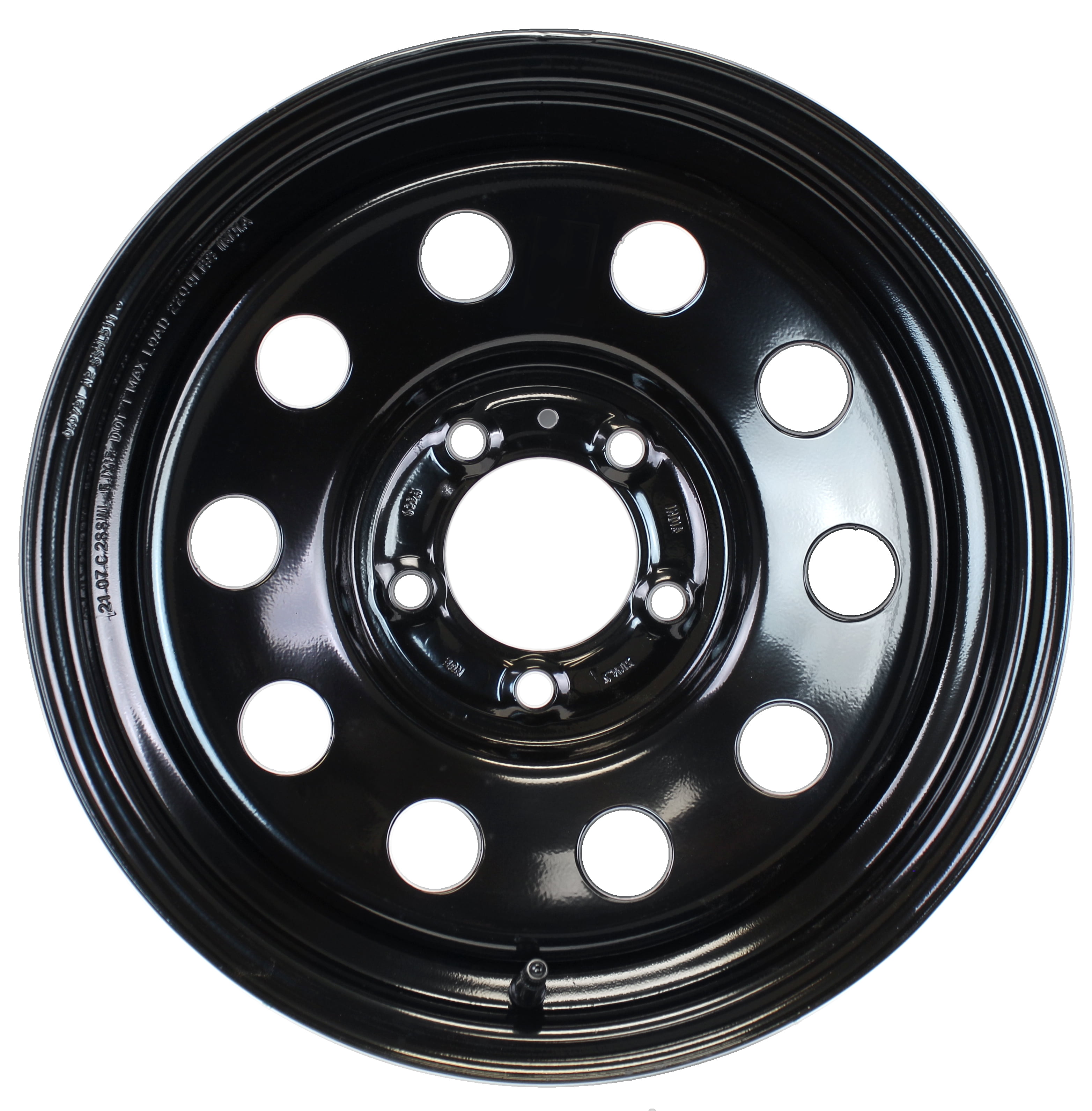 eCustomRim 15 X 5 in Trailer Wheel Black Rim Modular Style 5 Lug On 4.5
