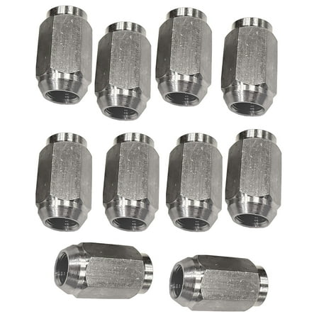 10-Pack 1/2" Solid 304 Stainless Steel Lug Nuts For Trailer Wheels 1/2-20 Thread