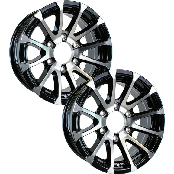 eCustomrim 2-Pack Aluminum Trailer Rims Wheels 6 Lug 15" Avalanche V-Spoke/Black