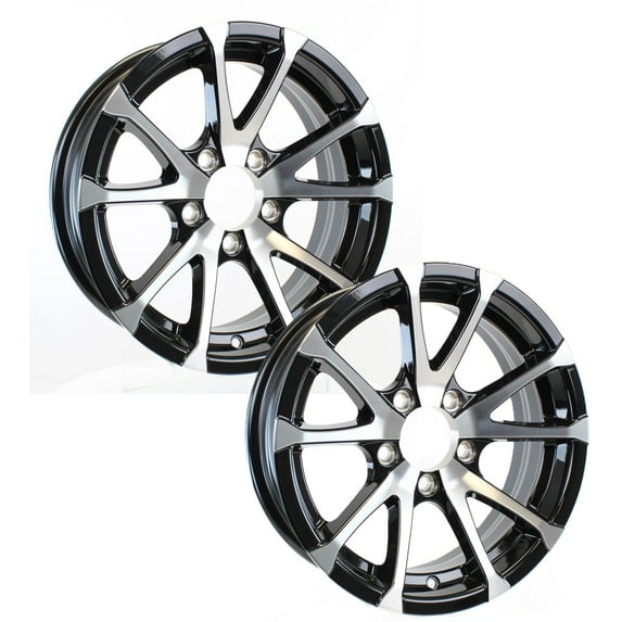 eCustomrim 2-Pack Aluminum Trailer Wheels 15X5 15" Rim Black and Machined 5 Lug T07