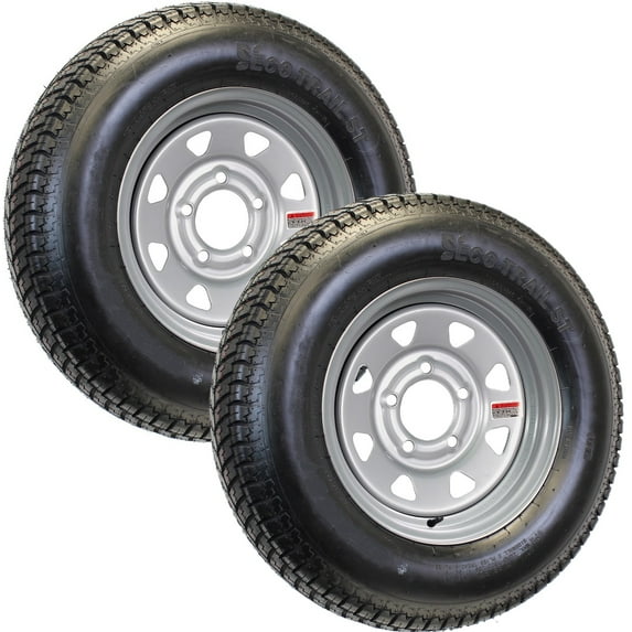 eCustomrim 2-Pack Trailer Tire Rim ST215/75D14 Load C 14 Inch 5 Lug Silver Wheel