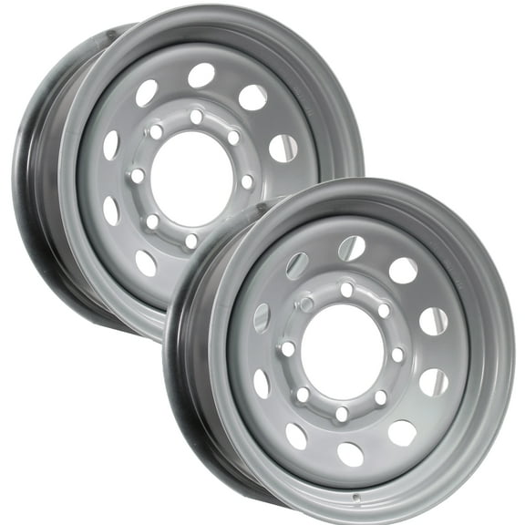 eCustomrim 2-Pack Heavy Duty Equipment Trailer Rims Wheels 16" 16X6 8 Lug Silver Modular
