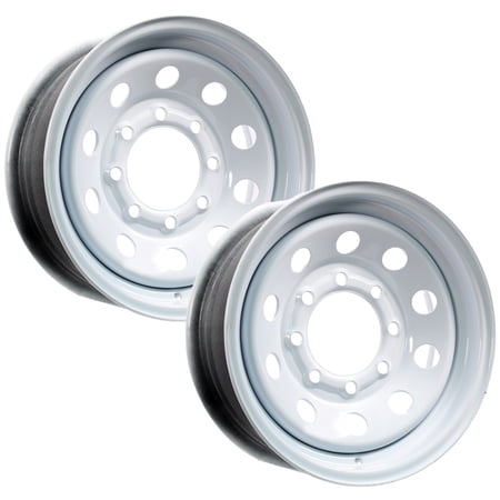 eCustomrim 2-Pack Trailer Rim 16 Inch 16X6 8 Lug On 6.5 Inch Center White Wheel