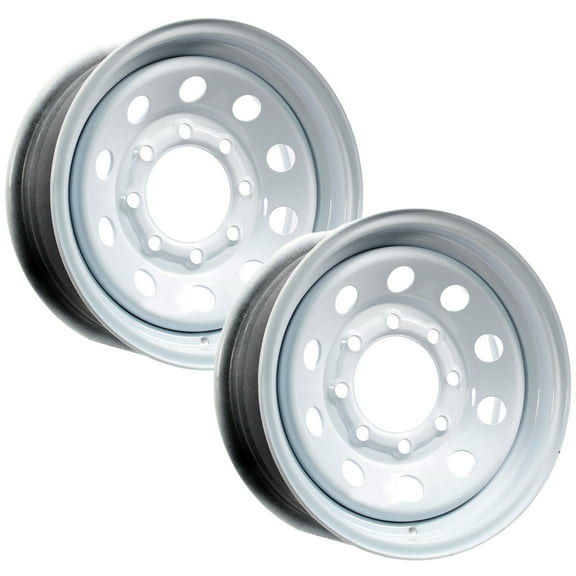 eCustomrim 2-Pack Heavy Duty Equipment Trailer Rims Wheels 16" 16X6 8 Lug White Modular