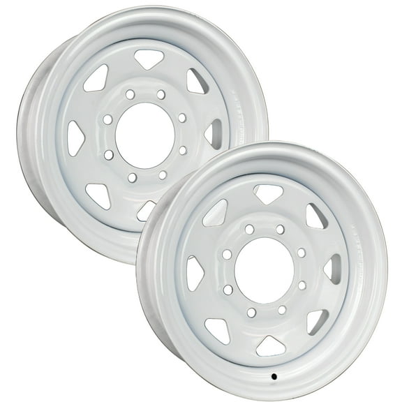 eCustomrim 2-Pack Heavy Duty Equipment Trailer Rims Wheels 16" 16X6 8 Lug White Spoke