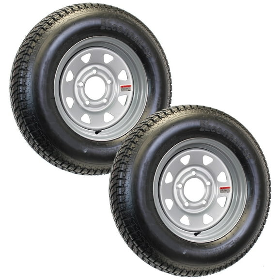 eCustomrim 2-Pack Mounted Trailer Tire On Rim ST175/80D13 175/80 Load C 5-4.5 Silver Wheel