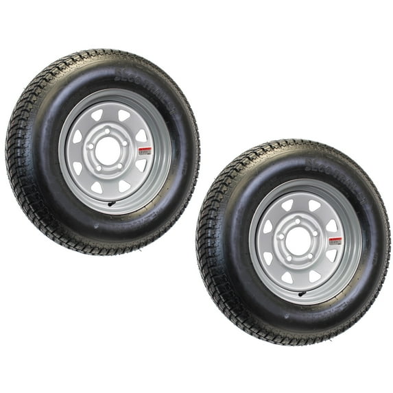 eCustomrim 2-Pack Trailer Tire Rim ST205/75R14 Load C 14 Inch 5 Lug Silver Wheel