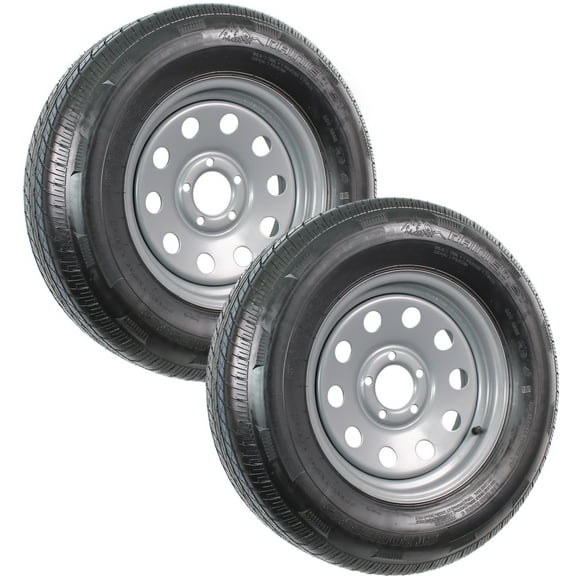 eCustomrim 2-Pack Radial Trailer Tire Rim ST205/75R15 Load D Load 5-5 Silver Modular Wheel