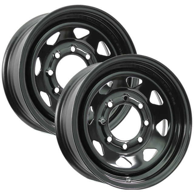 eCustomrim 2-Pack Trailer 16 in. X 6 in. 8 Lug Black Steel Spoke Rim Wheel