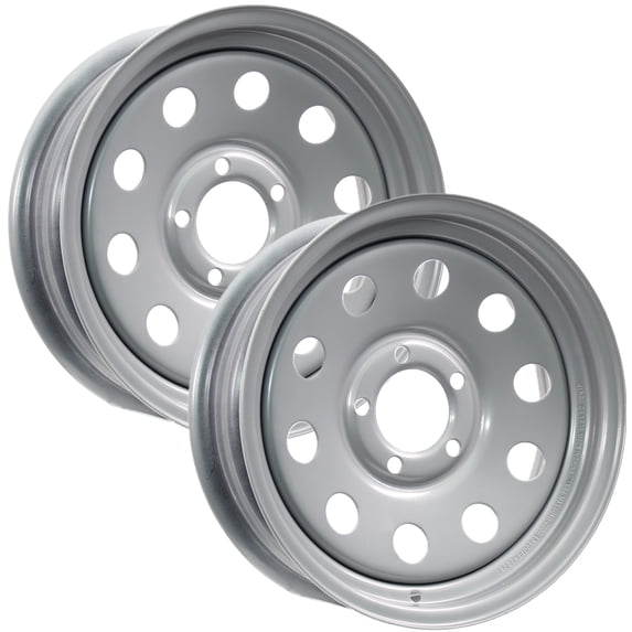 Customize Steel Rim eCustomhitch 2-Pack Silver Modular Steel Trailer Rim Wheel 14X5.5 5-4.5 ...