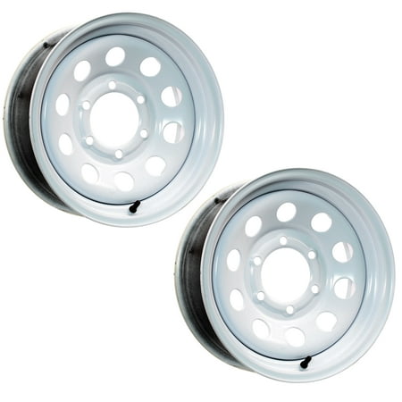 eCustomrim 2-Pack Trailer Rim 15 Inch 15X6 6 Lug On 5.5 Inch Center White Wheel