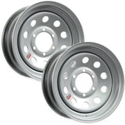 eCustomrim 2-Pack Trailer Rim 15 Inch 15X6 6 Lug On 5.5 Inch Center Silver Wheel