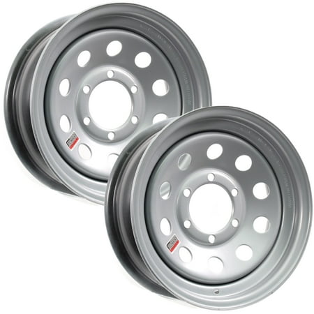 eCustomrim 2-Pack Trailer Rim 15 Inch 15X6 6 Lug On 5.5 Inch Center Silver Wheel