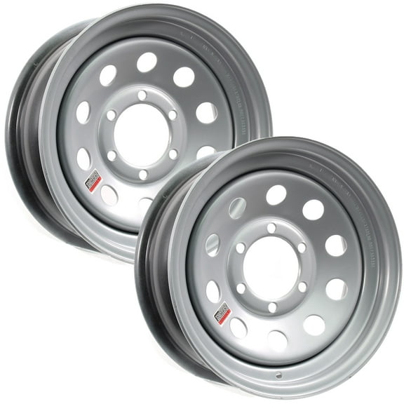 eCustomrim 2-Pack Trailer Rim Wheel 15X6 15" 6 Lug On 5.5" Center Silver Modular
