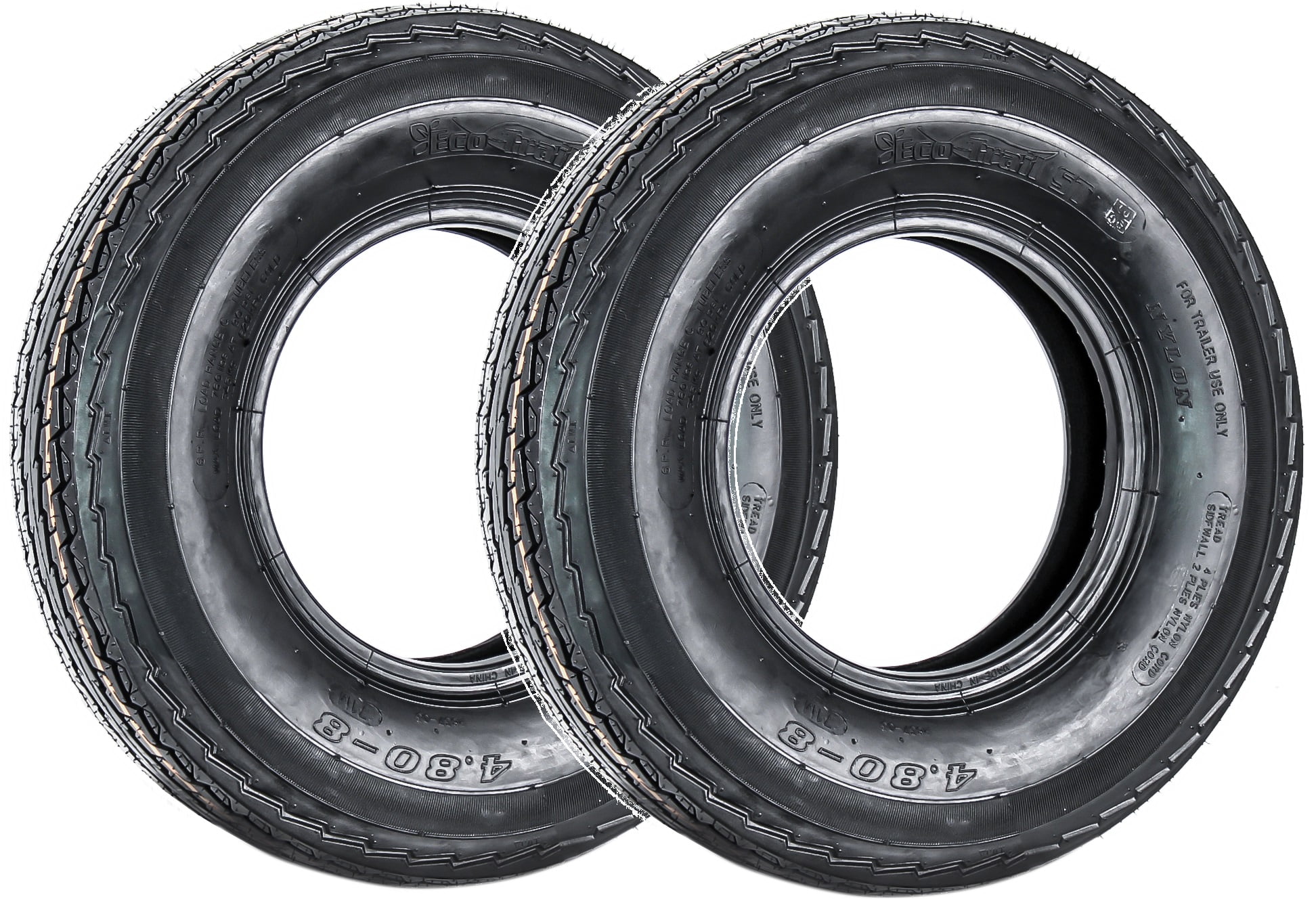 Ecustomrim 2 pack trailer tire 4 80 8 480 8 load range c 6 ply bias 2