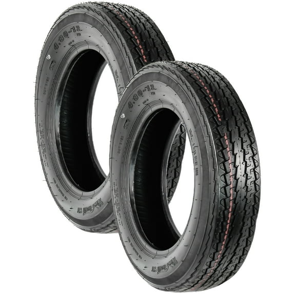 2-Pack Trailer Tire 480-12 4.80-12 Load Range B 4 Ply D.OT. Approved - 2 Year Warranty