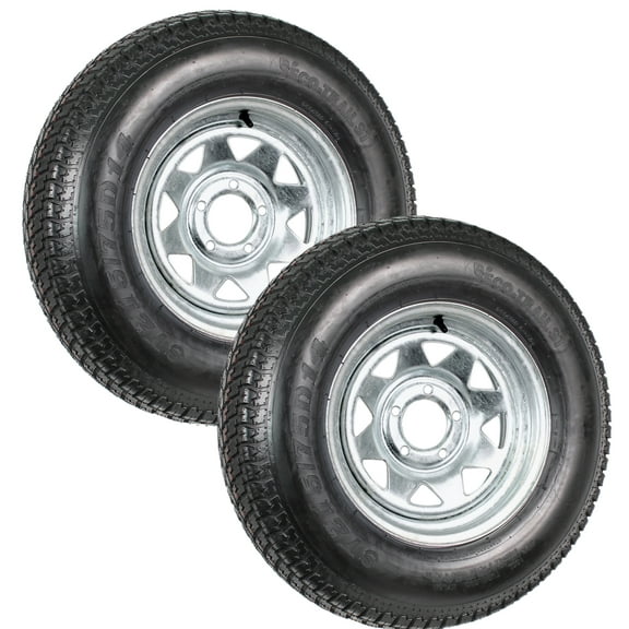 eCustomrim 2-Pack Trailer Tire On Galvanized Rim ST215/75D14 Load C 5 Lug/4.5 14x6 Wheel