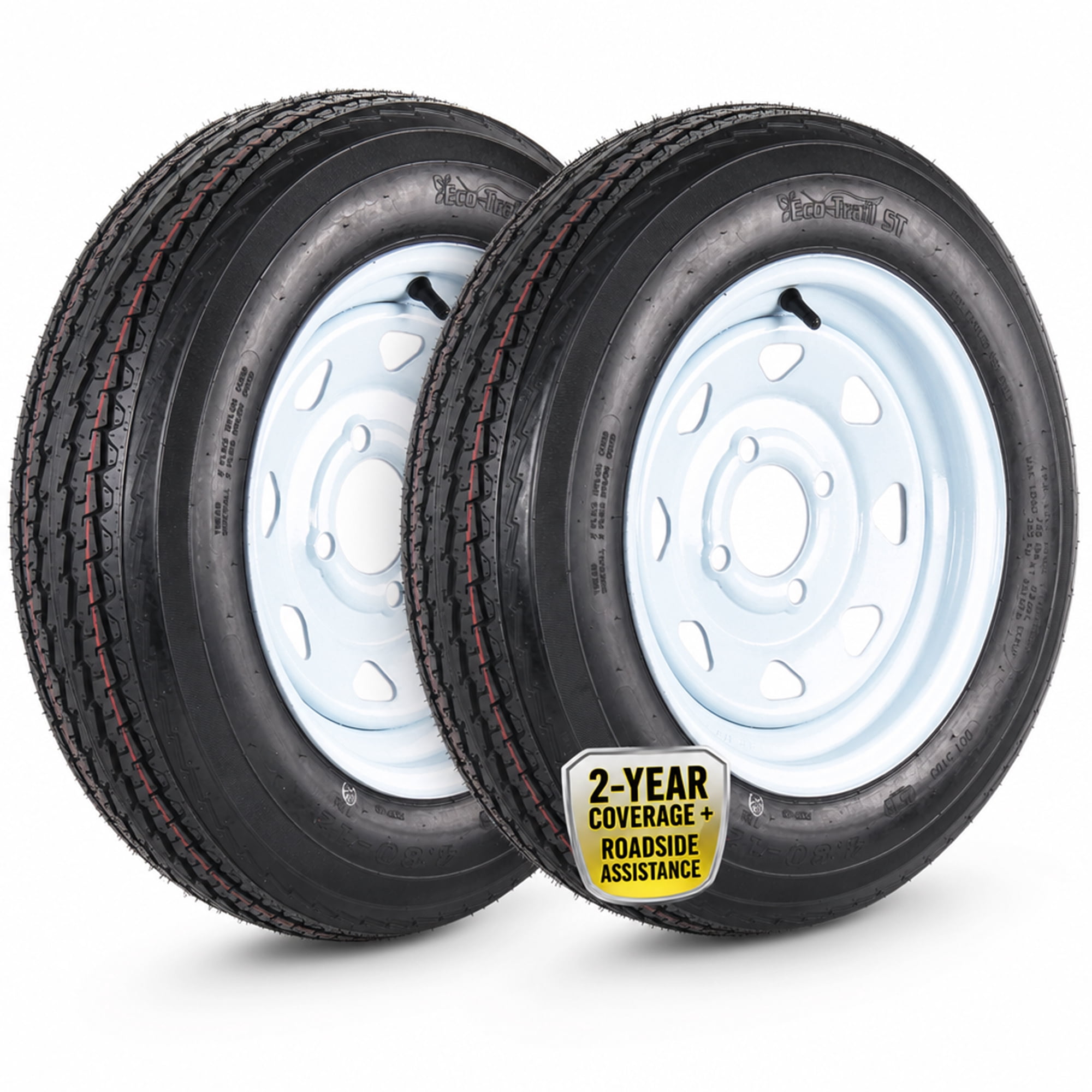 eCustomrim 2-Pack Trailer Tire Rim Assembly 4.80-12 480-12 12 Inch 4 Lug White