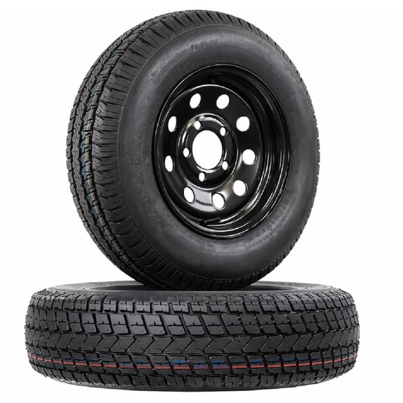 eCustomrim 2-Pack Trailer Tire On Rim Bias Ply ST175/80D13 175/80 Load C 5-4.5 Black Wheel