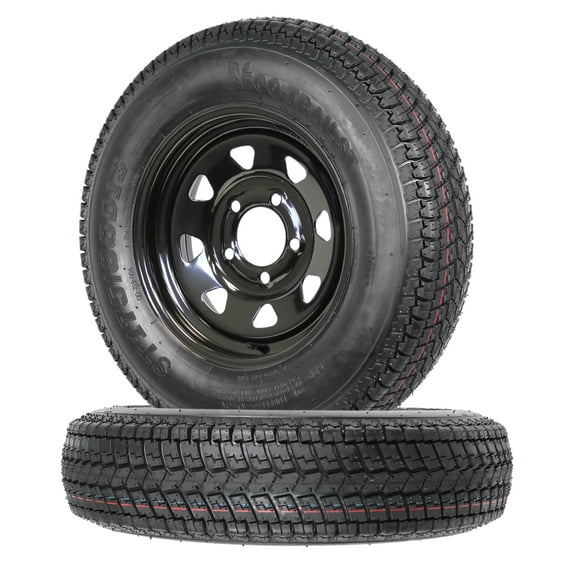 eCustomrim 2-Pack Trailer Tire On Rim Bias Ply ST175/80D13 175/80 Load C 5-4.5 Black Wheel