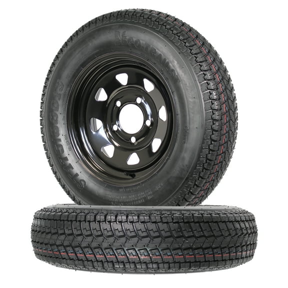 eCustomrim 2-Pack Trailer Tire On Rim Bias Ply ST175/80D13 175/80 Load C 5-4.5 Black Wheel