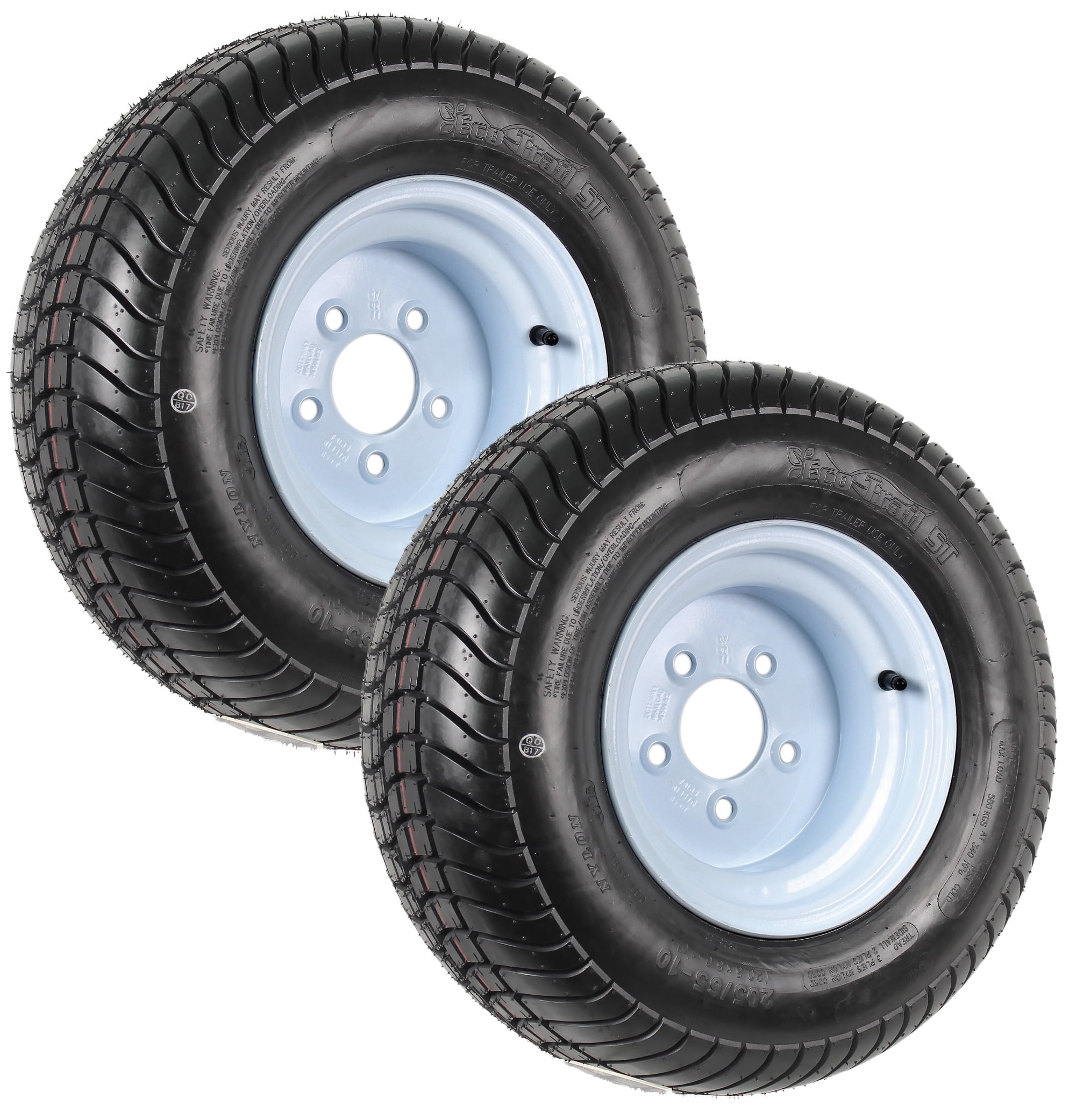 eCustomrim 2-Pack Trailer Tire Rim 20.5 8 10 205/65-10 20.5X8.0-10 10 5 Lug E White Wheel