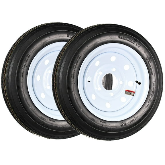 eCustomrim 2-Pack Trailer Tire Rim 480-12 4.80-12 480x12 Load B 5 Lug White Modular Wheel