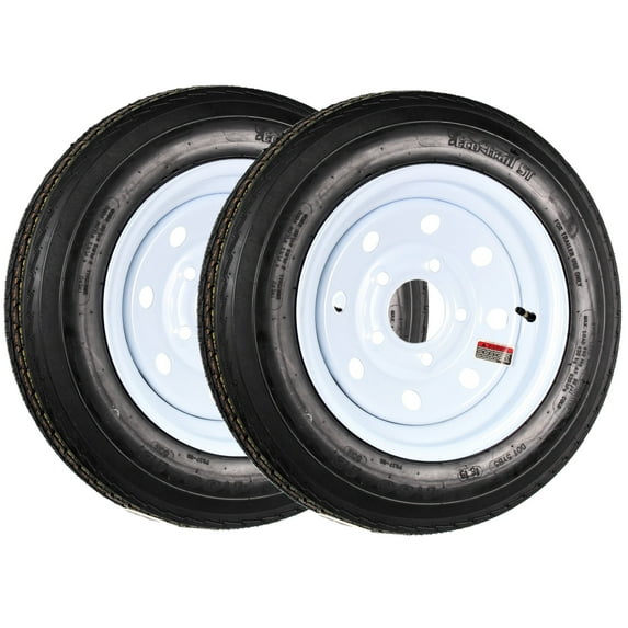 eCustomrim 2-Pack Trailer Tire Rim Assembly 4.80-12 480-12 12 Inch 5 Lug White
