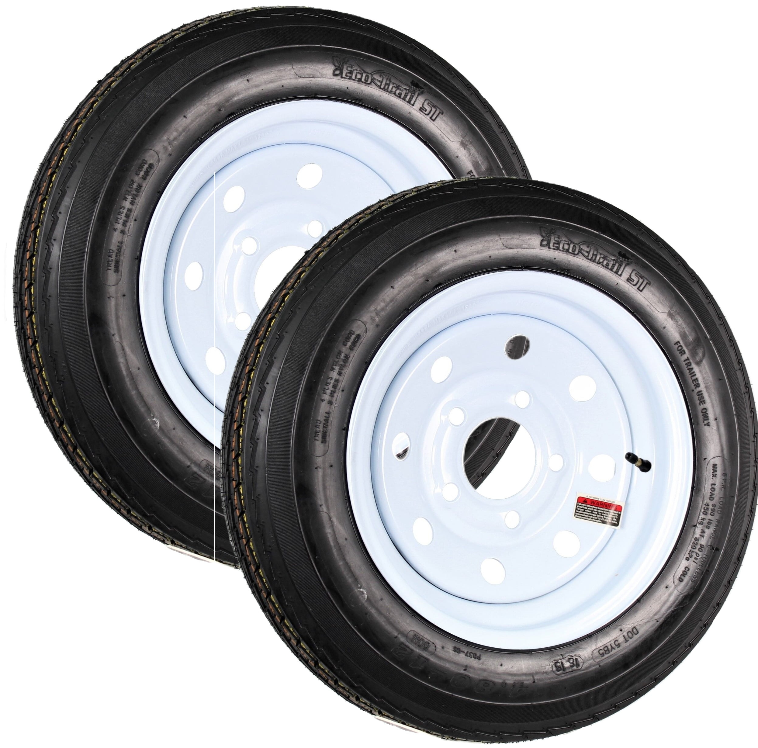 eCustomrim 2-Pack Trailer Tire Rim 4.80-12 480-12 Load C 12 Inch 5 Lug ...