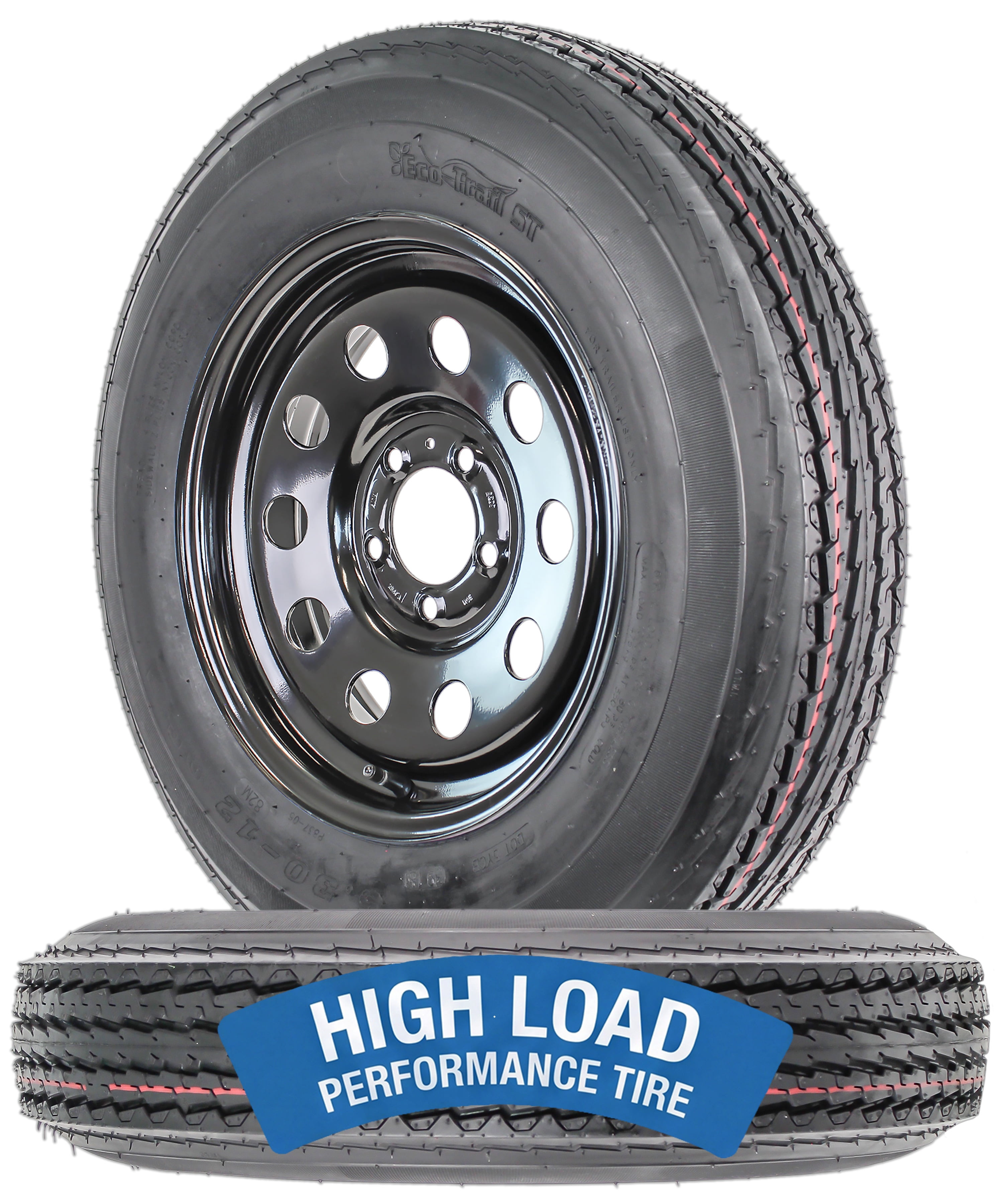 eCustomrim 2-Pack Trailer Tire Rim 5.30-12 530-12 Load C 12 Inch 5 Lug ...