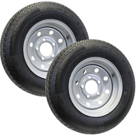eCustomrim 2-Pack Trailer Tire Rim ST145/R12 145/R12 Radial Load E 5 Lug Silver Mod Wheel