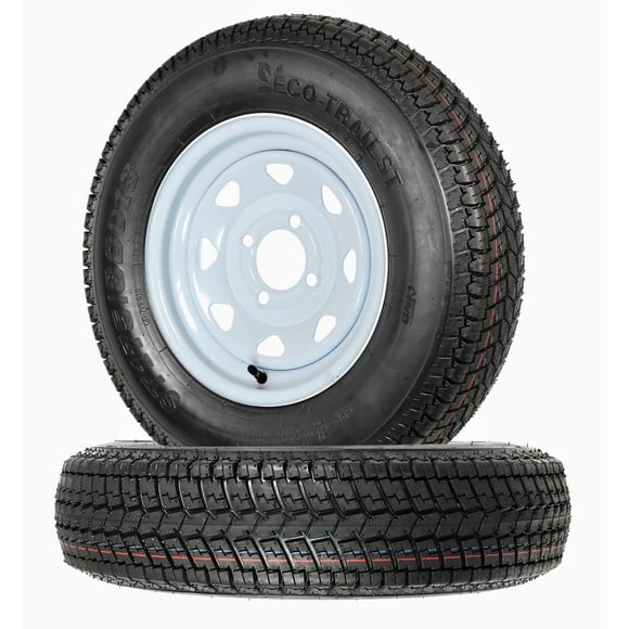 eCustomrim 2-Pack Trailer Tire Rim ST175/80D13 13 in. Load Range C 4 Lug White Spoke Wheel